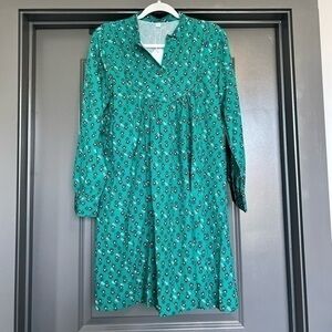 NWT Pintuck Babydoll Dress Green Size L